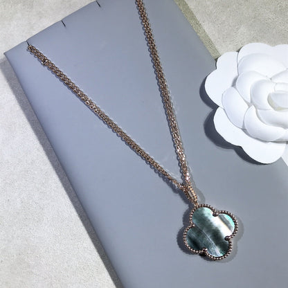 [Resenly Jewelry]CLOVER 25MM GOLD DARK MOP BIG CLOVER NECKLACE