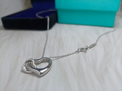 [Resenly Jewelry]DOUBLE HEART SILVER NECKLACE