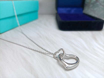 [Resenly Jewelry]DOUBLE HEART SILVER NECKLACE