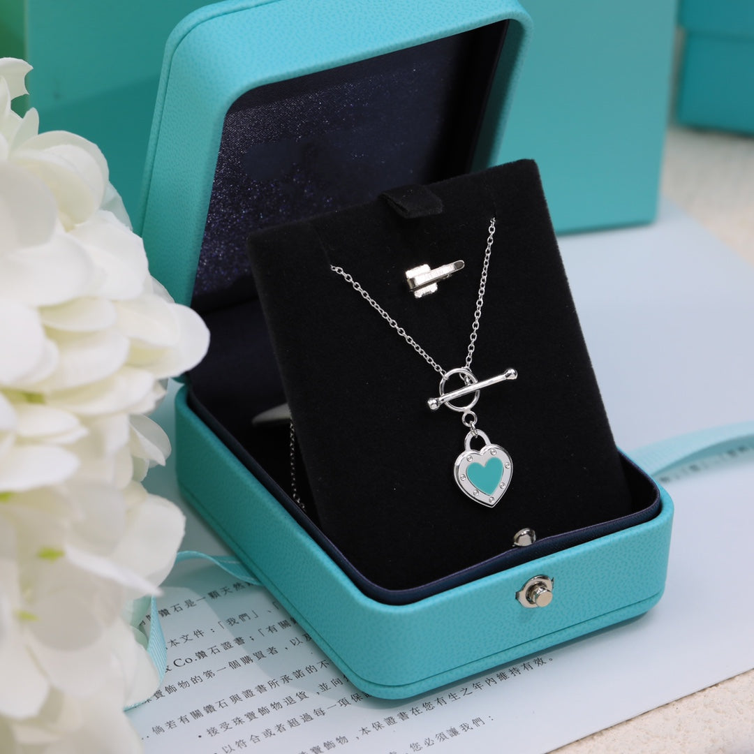 [Resenly Jewelry]DOUBLE HEART BLUE NECKLACE