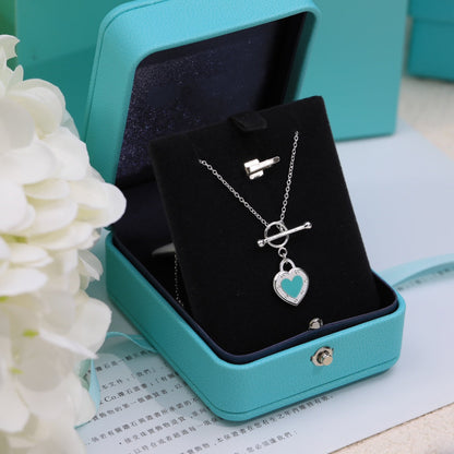 [Resenly Jewelry]DOUBLE HEART BLUE NECKLACE