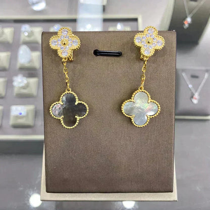 [Resenly Jewelry]CLOVER  2 MOTIFS  DIAMOND  EARRINGS (MULTIPLE CHOICESç´