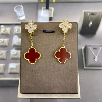 [Resenly Jewelry]CLOVER  2 MOTIFS  DIAMOND  EARRINGS (MULTIPLE CHOICESç´