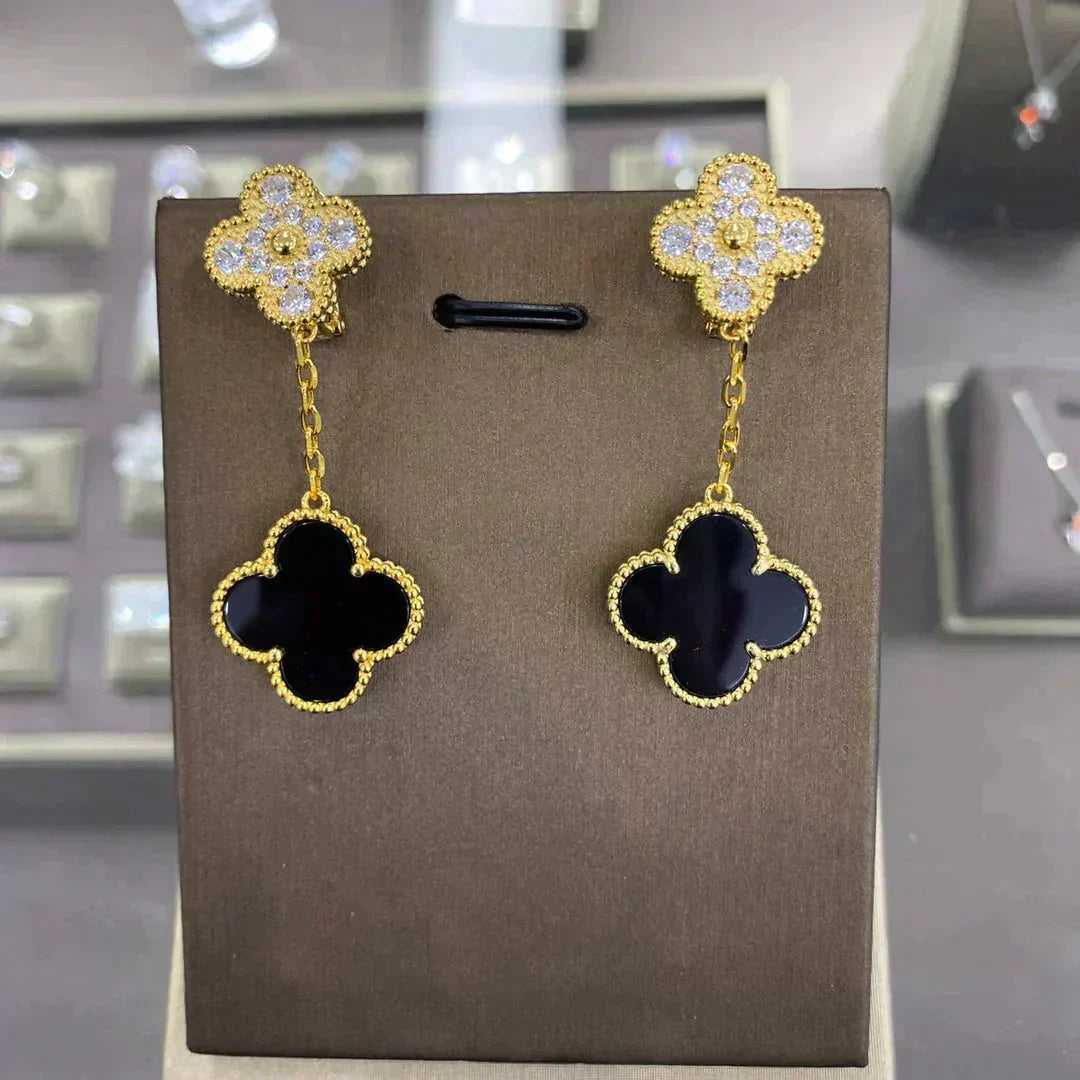 [Resenly Jewelry]CLOVER  2 MOTIFS  DIAMOND  EARRINGS (MULTIPLE CHOICESç´