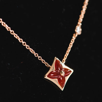 [Resenly Jewelry]STAR NECKLACE PINK GOLD 1 DIAMOND