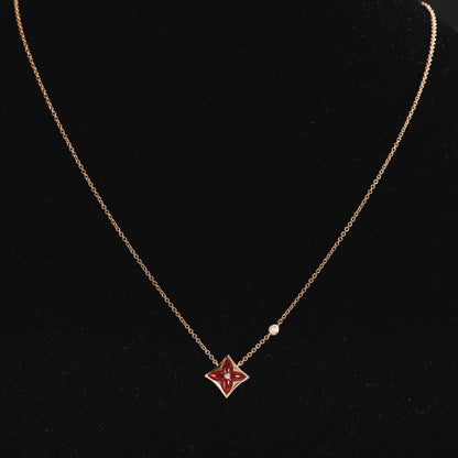 [Resenly Jewelry]STAR NECKLACE PINK GOLD 1 DIAMOND