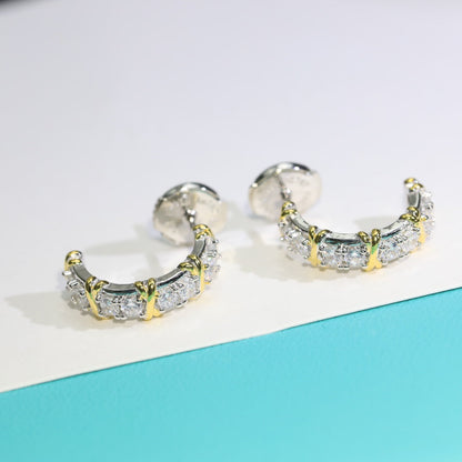 [Resenly Jewelry]TWENTY STONE HOOP GOLD EARRINGS
