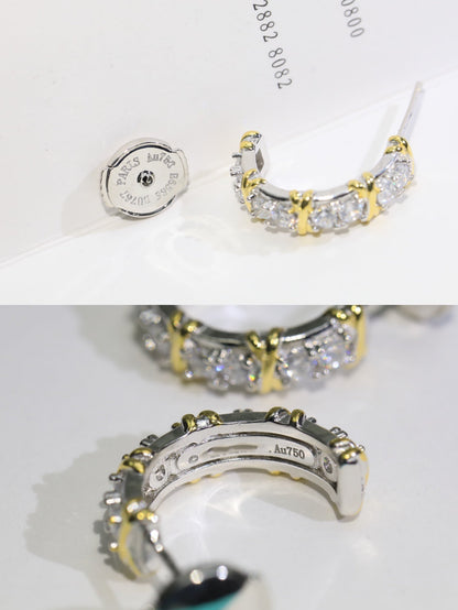 [Resenly Jewelry]TWENTY STONE HOOP GOLD EARRINGS