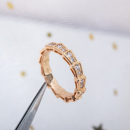 [Resenly Jewelry]SERPENTI RING PINK GOLD DIAMOND PAVED 3MM