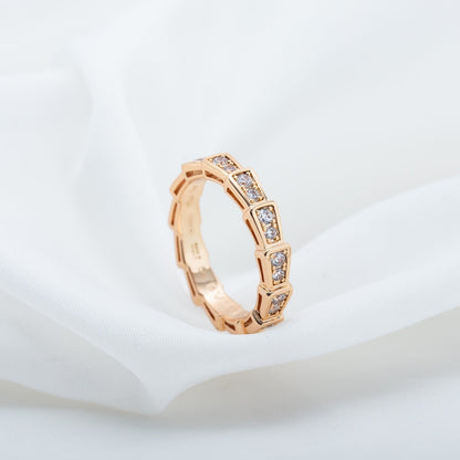 [Resenly Jewelry]SERPENTI RING PINK GOLD DIAMOND PAVED 3MM