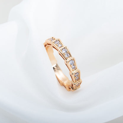 [Resenly Jewelry]SERPENTI RING PINK GOLD DIAMOND PAVED 3MM