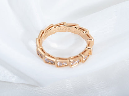 [Resenly Jewelry]SERPENTI RING PINK GOLD DIAMOND PAVED 3MM