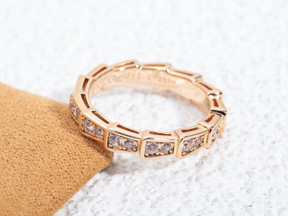 [Resenly Jewelry]SERPENTI RING PINK GOLD DIAMOND PAVED 3MM