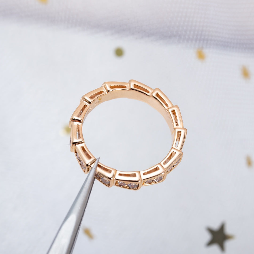 [Resenly Jewelry]SERPENTI RING PINK GOLD DIAMOND PAVED 3MM