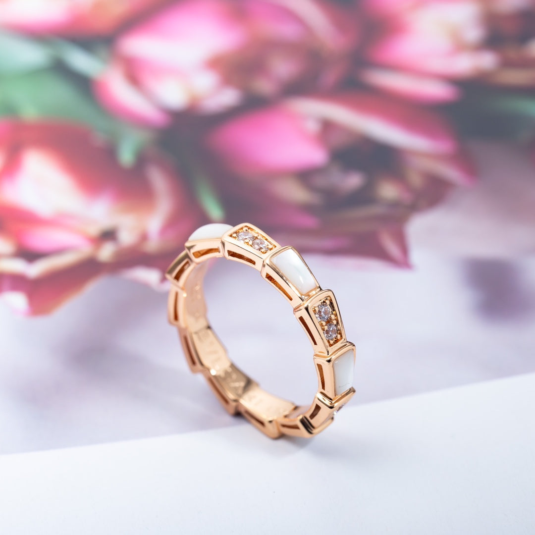 [Resenly Jewelry]SERPENTI RING PINK GOLD DIAMOND MOP 3MM