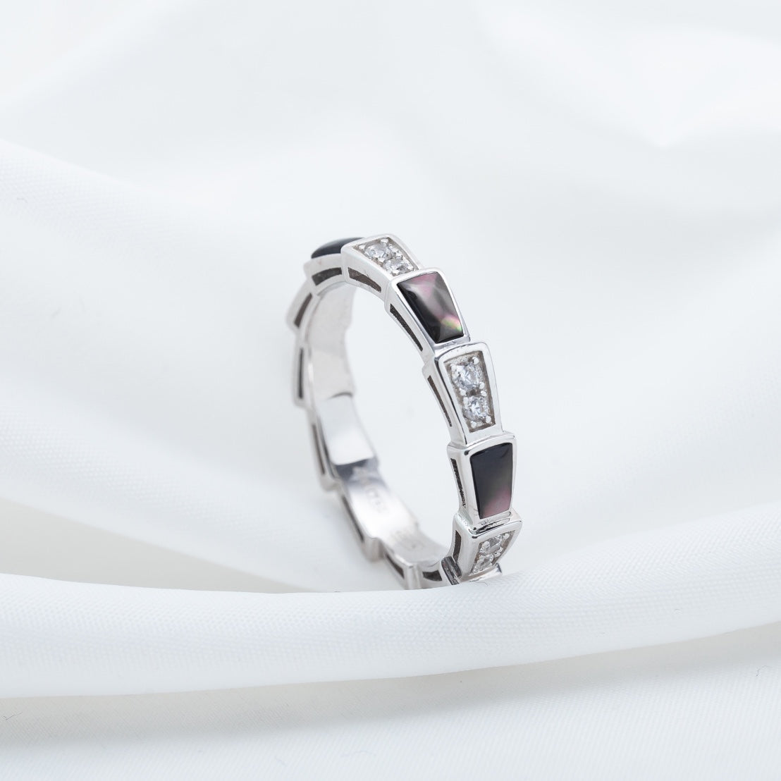 [Resenly Jewelry]SERPENTI RING SILVER  DIAMOND BLACK MOP 3MM