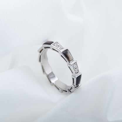 [Resenly Jewelry]SERPENTI RING SILVER  DIAMOND BLACK MOP 3MM