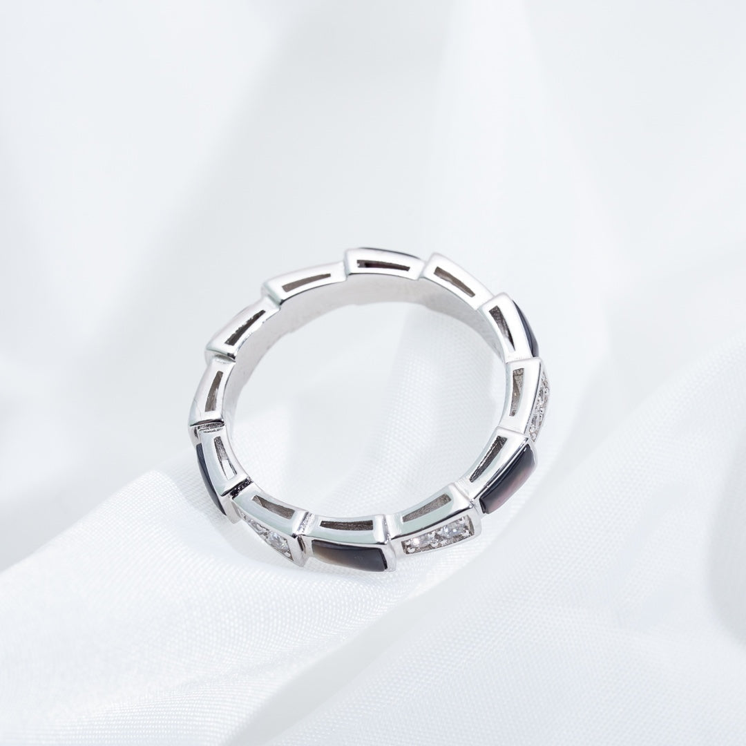 [Resenly Jewelry]SERPENTI RING SILVER  DIAMOND BLACK MOP 3MM