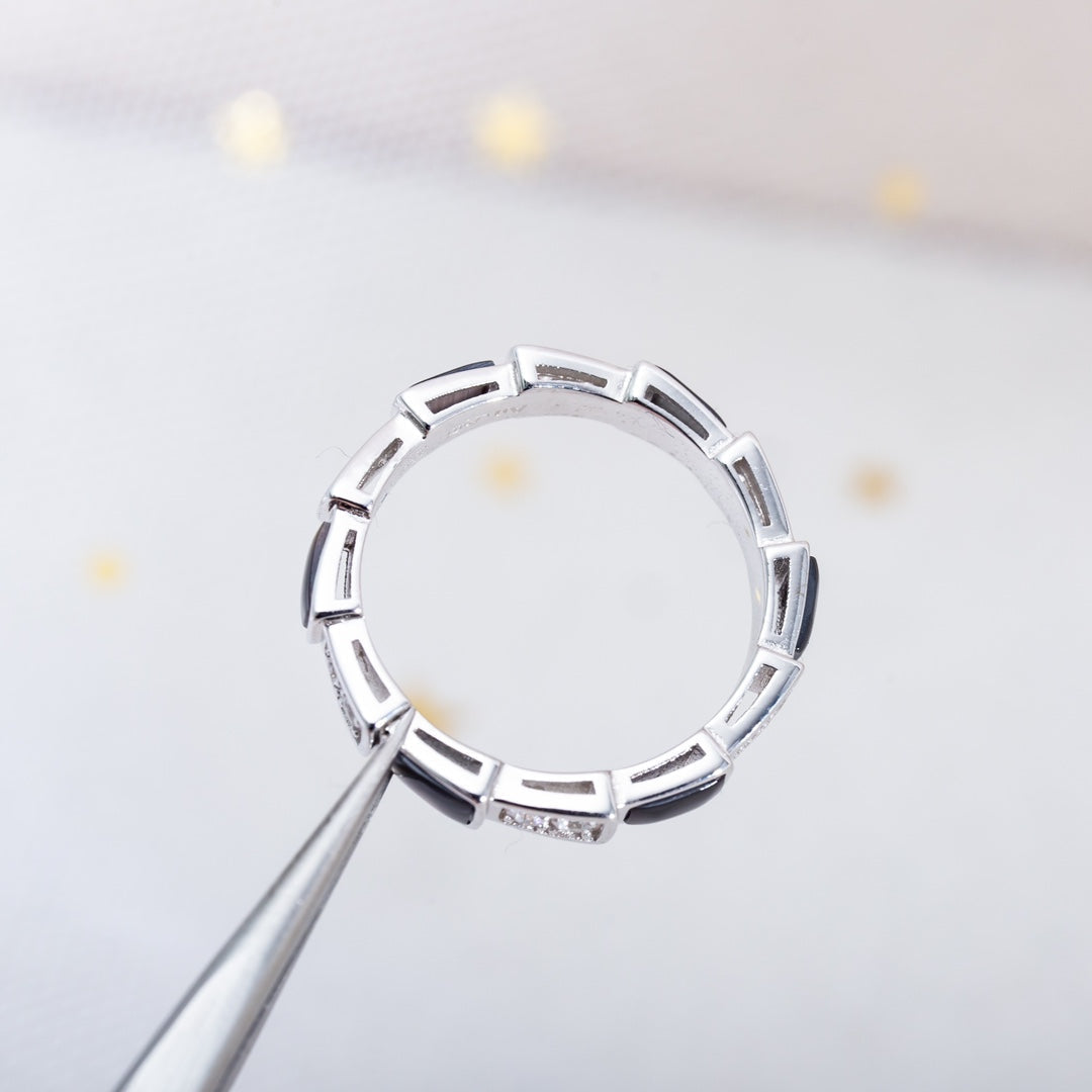 [Resenly Jewelry]SERPENTI RING SILVER  DIAMOND BLACK MOP 3MM