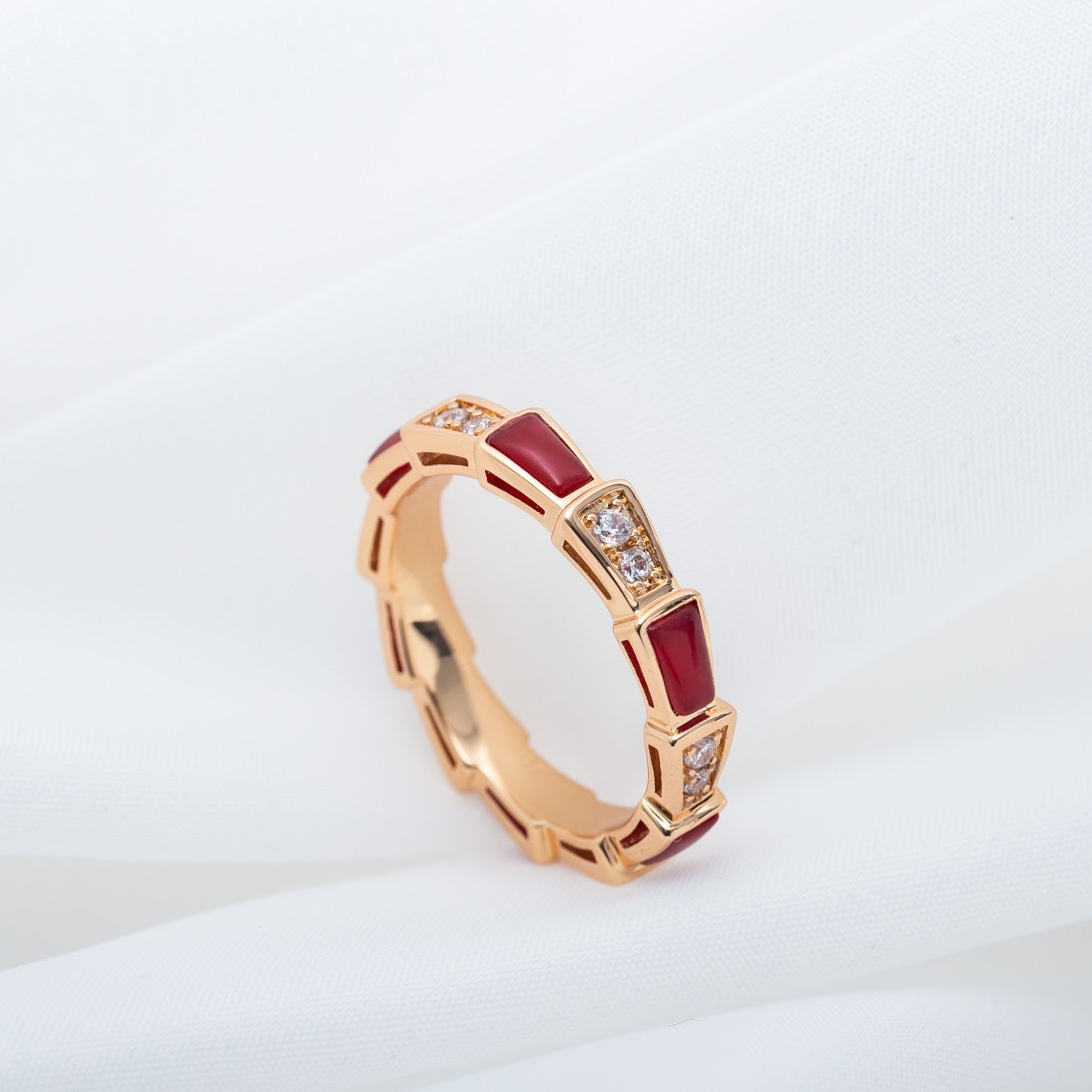 [Resenly Jewelry]SERPENTI RING PINK GOLD CARNELIAN DIAMOND 3MM