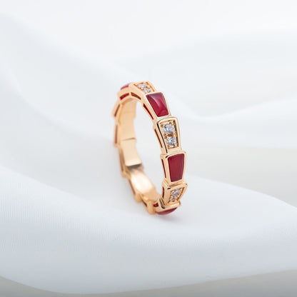 [Resenly Jewelry]SERPENTI RING PINK GOLD CARNELIAN DIAMOND 3MM
