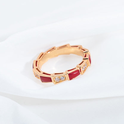 [Resenly Jewelry]SERPENTI RING PINK GOLD CARNELIAN DIAMOND 3MM