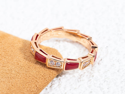 [Resenly Jewelry]SERPENTI RING PINK GOLD CARNELIAN DIAMOND 3MM