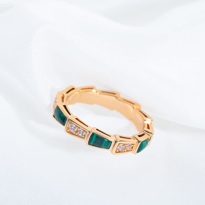 [Resenly Jewelry]SERPENTI RING PINK GOLD MALACHITE DIAMOND 3MM