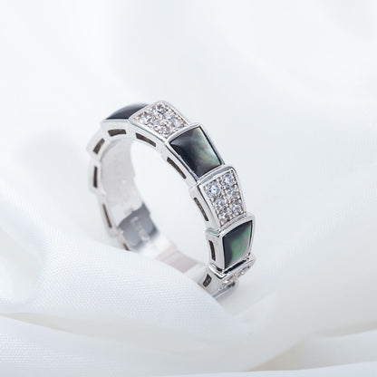 [Resenly Jewelry]SERPENTI RING SILVER DIAMOND BLACK MOP 4MM