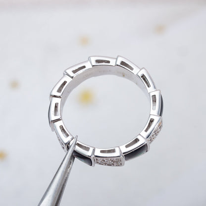 [Resenly Jewelry]SERPENTI RING SILVER DIAMOND BLACK MOP 4MM
