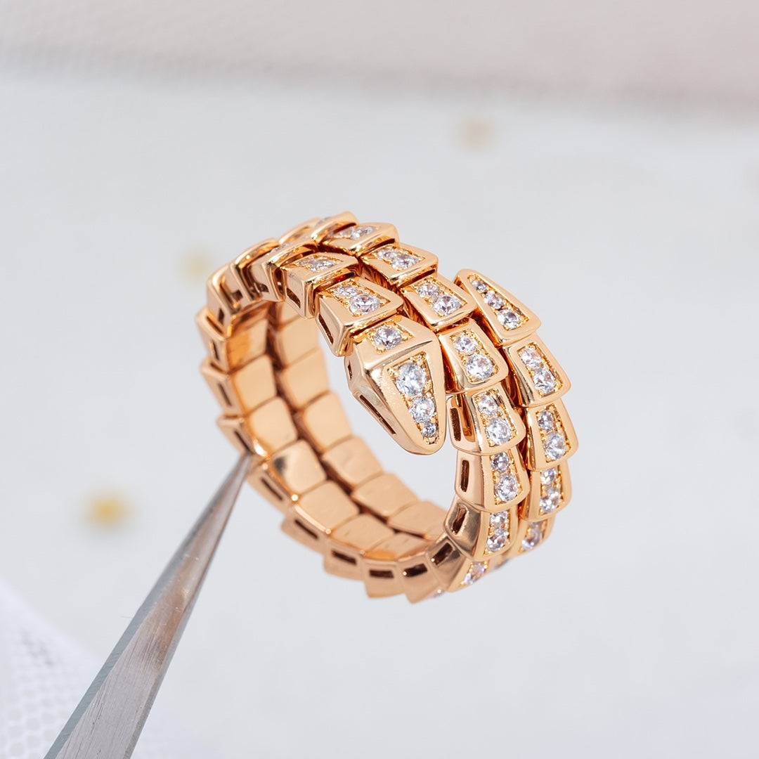 [Resenly Jewelry]SERPENTI RING PINK GOLD DIAMOND DOUBLE ROW