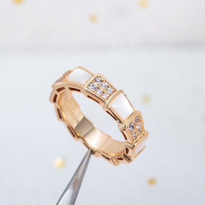 [Resenly Jewelry]セルペンティ リング ピンクゴールド マザー・オブ・パール ダイヤモンド パヴェ 4mm