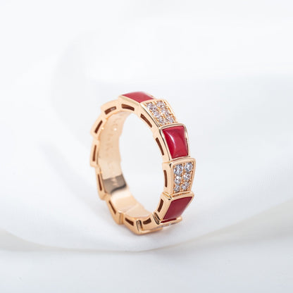 [Resenly Jewelry]セルペンティ リング ピンクゴールド カーネリアン ダイヤモンド パヴェ 4mm