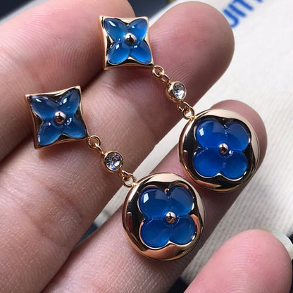 [Resenly Jewelry]STAR AND SUN AGATE DIAMOND EARRINGS