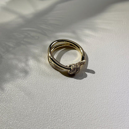 [Resenly Jewelry]KNOT RING DOUBLE ROW GOLD DIAMOND