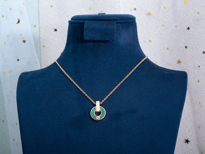 [Resenly Jewelry]GARI NECKLACE PINK GOLD MALACHITE
