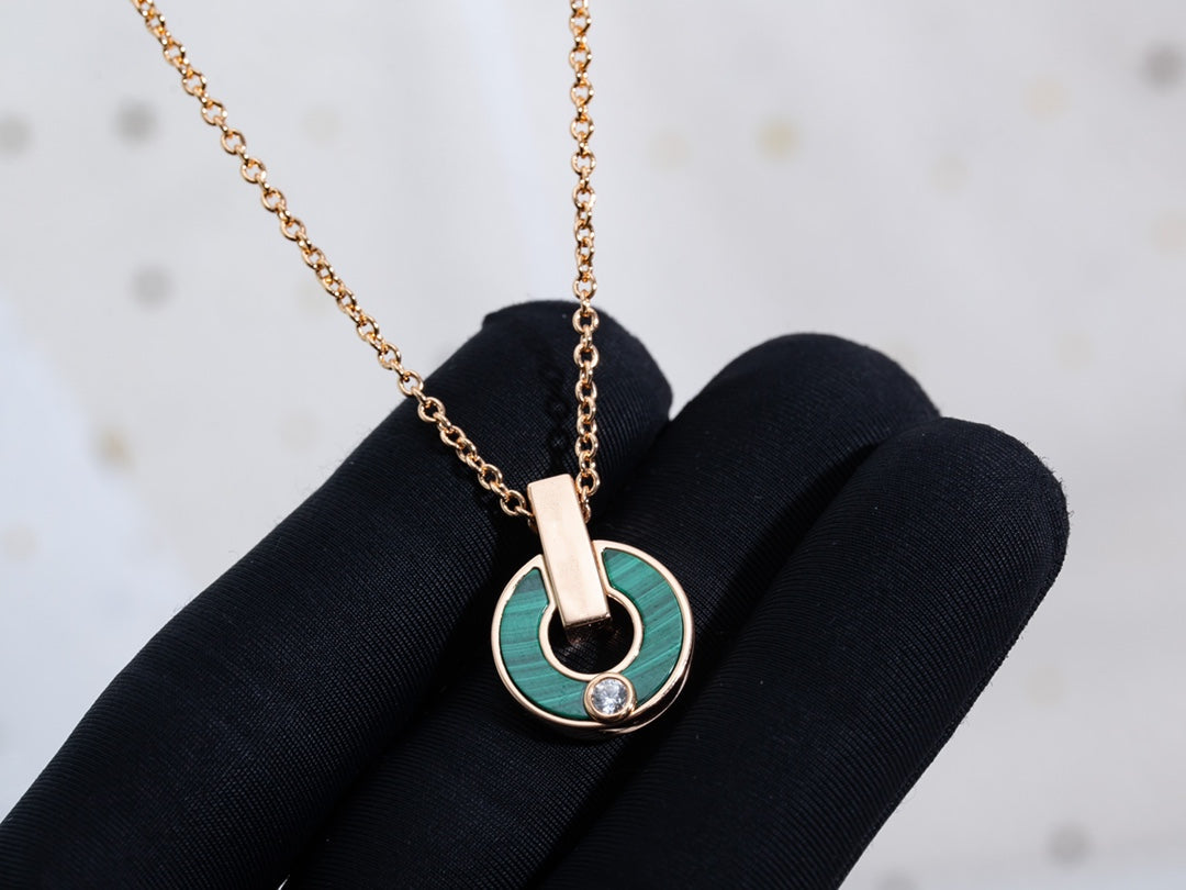 [Resenly Jewelry]GARI NECKLACE PINK GOLD MALACHITE