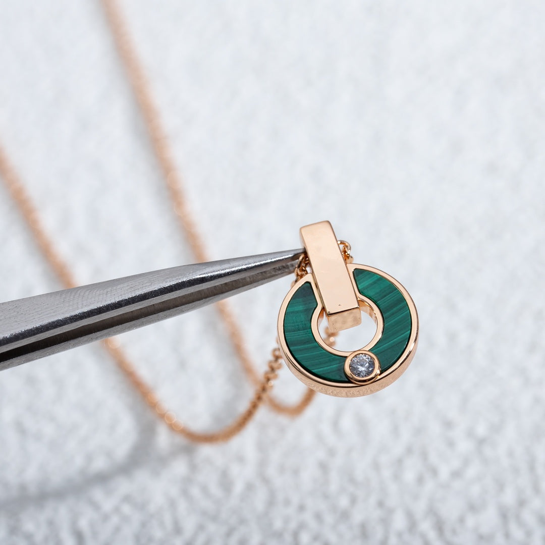 [Resenly Jewelry]GARI NECKLACE PINK GOLD MALACHITE