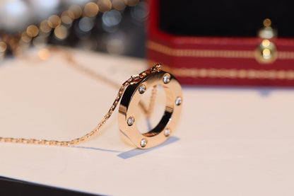 [Resenly Jewelry]ラブネックレス 16MM 6ダイヤモンド ピンクゴールド