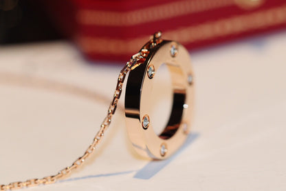 [Resenly Jewelry]ラブネックレス 16MM 6ダイヤモンド ピンクゴールド