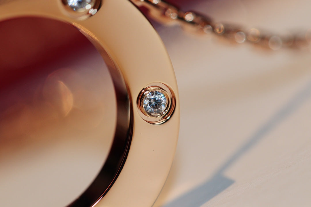 [Resenly Jewelry]ラブネックレス 16MM 6ダイヤモンド ピンクゴールド