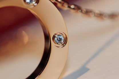 [Resenly Jewelry]ラブネックレス 16MM 6ダイヤモンド ピンクゴールド