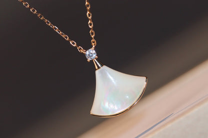 [Resenly Jewelry]DREAM NECKLACE WHITE MOP PINK GOLD 1 DIAMOND