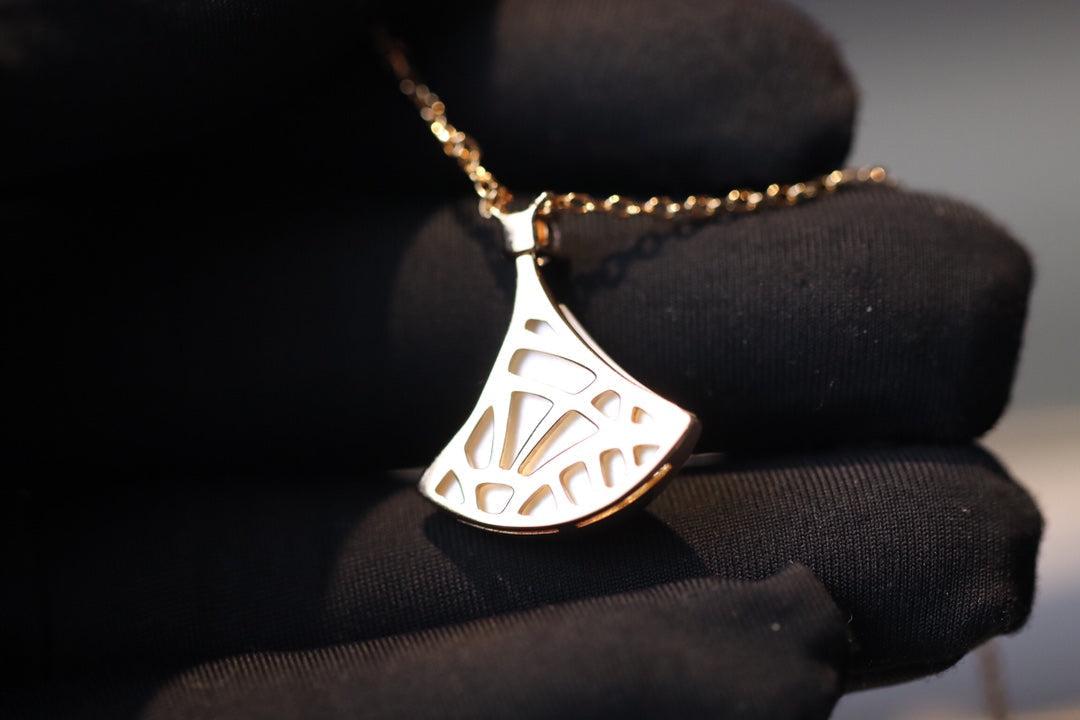 [Resenly Jewelry]DREAM NECKLACE WHITE MOP PINK GOLD 1 DIAMOND