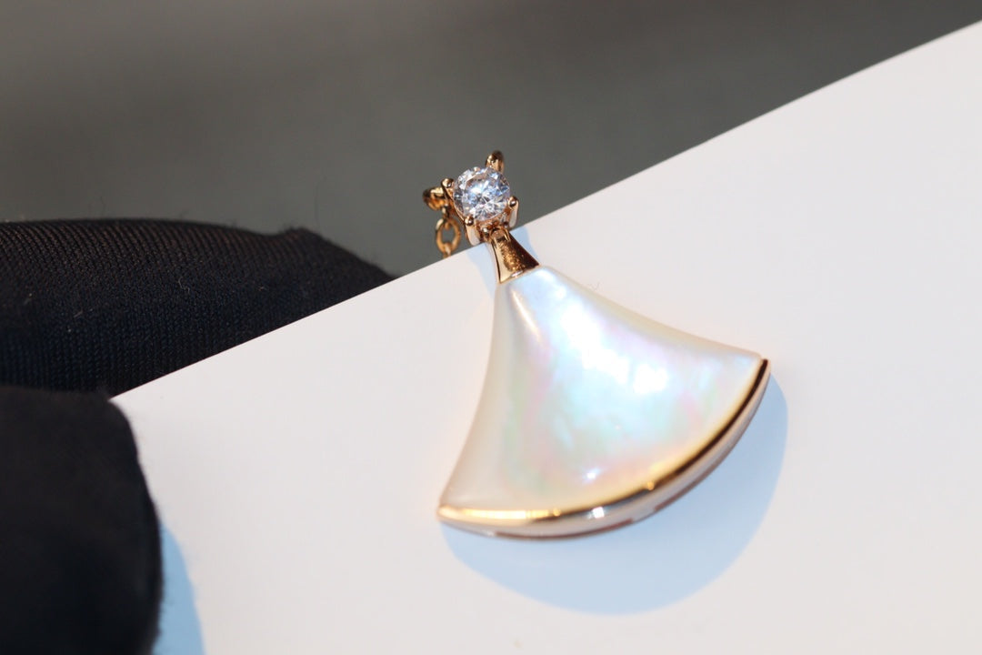 [Resenly Jewelry]DREAM NECKLACE WHITE MOP PINK GOLD 1 DIAMOND