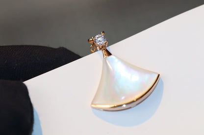 [Resenly Jewelry]DREAM NECKLACE WHITE MOP PINK GOLD 1 DIAMOND