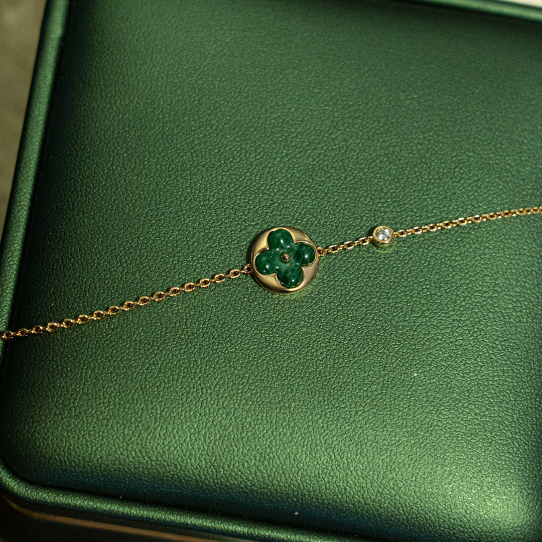 [Resenly Jewelry]サン マラカイト 1ダイヤモンド ピンクゴールド ブレスレット
