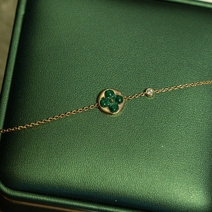 [Resenly Jewelry]サン マラカイト 1ダイヤモンド ピンクゴールド ブレスレット