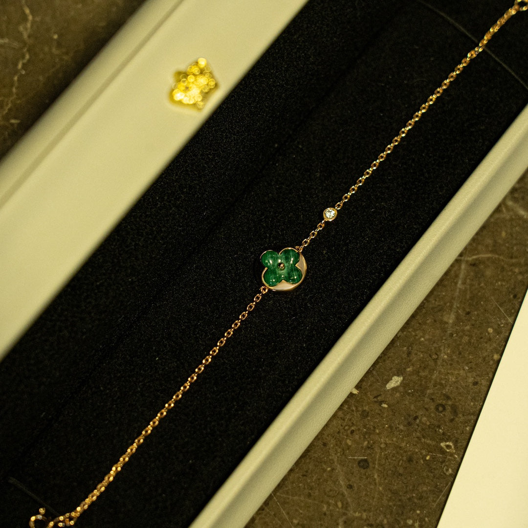 [Resenly Jewelry]サン マラカイト 1ダイヤモンド ピンクゴールド ブレスレット