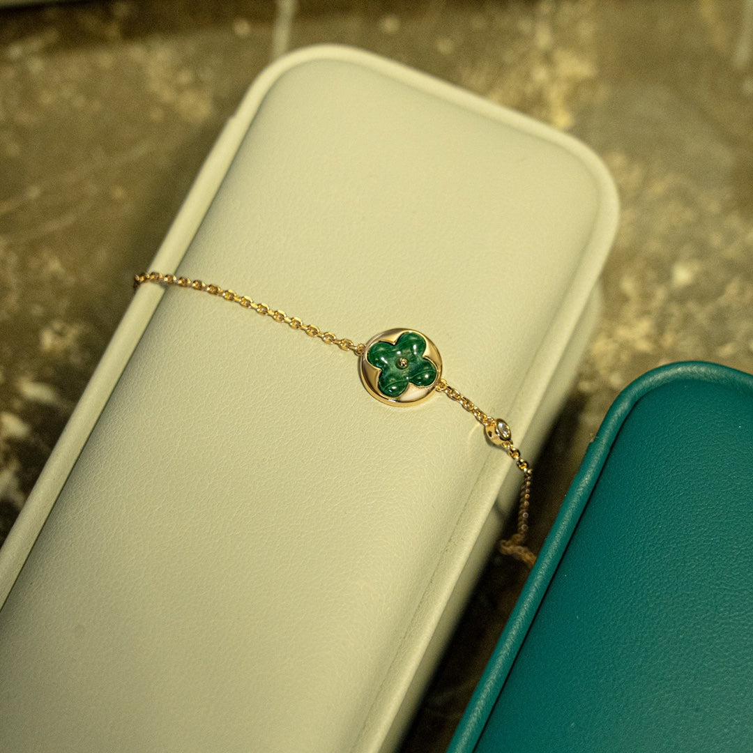 [Resenly Jewelry]サン マラカイト 1ダイヤモンド ピンクゴールド ブレスレット
